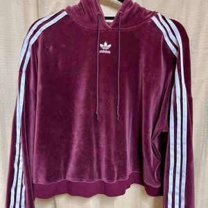 Adidas Cropped Velvet Hoodie